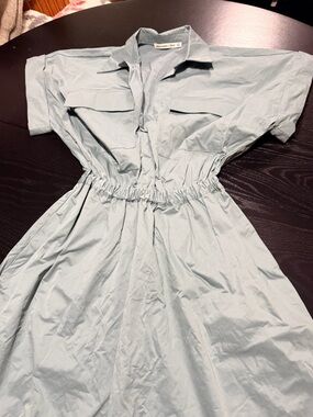 Abercrombie & Fitch Light Blue Collared Midi Shirt Dress